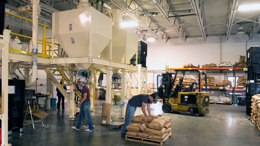 The inside of a flour mill