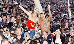 Crowds on Brighton beach