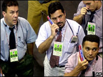 Operadores na Bovespa, em São Paulo