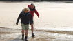 Derek Brockway and Sarah Stevens at Caswell Bay.