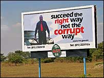 Anti-corruption sign in Zambia