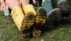 Thursday's rain means it's still wellies weather underfoot at Cambridge this year.