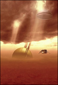 Ilustração da sonda Huygens, Agência Espacial Européia