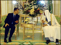 O príncipe Abdullah (à dir.) e o presidente sírio, Bashar Assad