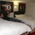 Dave gives us a sneaky peek into their temporary bedroom.