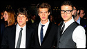 De izquierda a derecha, Jesse Eisenberg, Andrew Garfield y Justin Timberlake