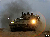 Tanque israelense na Faixa de Gaza