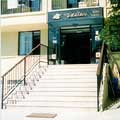 The steps up to the hotel entrance