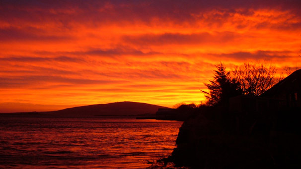 Red coastal sunrise