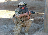 Soldier prepares to shoot