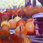 Hilary's husband is an avid painter. This is his painting of the pumpkins