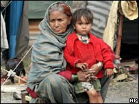 Sobreviventes do terremoto, Muzaffarabad, Paquistão