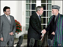 Müşerref, Bush ve Karzai