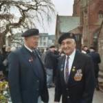 Jim Jolly (left) and Pat Kelly (right), respectively Branch Secretary and Treasurer of the West Cumbria Branch of the Normandy Veterans Association. This photograph was taken at the Commemorative Service at St Nicholas' Church Gardens, Whitehaven, Cumbria, 11 November 2003.