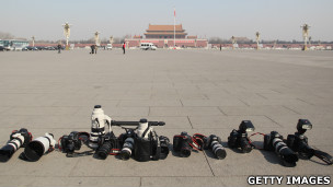 北京天安門和相機