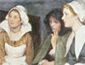 This 19th-century painting depicts a Quaker family holding a prayer meeting