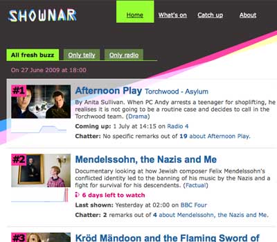 Shownar screen shot