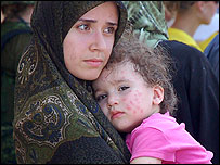 Refugiados esperando para deixar Tiro