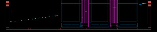 This is a computer display showing the path taken by a neutrino through a detector