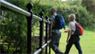 Stepping off the church foot bridge, into the cemetery where Dylan and Caitlan Thomas are buried.