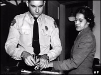 Rosa Lee Parks being fingerprinted by the police