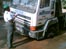 Stranded lorry receiving a parking ticket