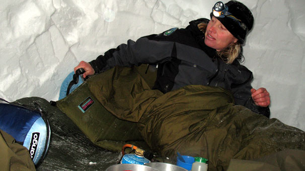 Climber in bivi bag