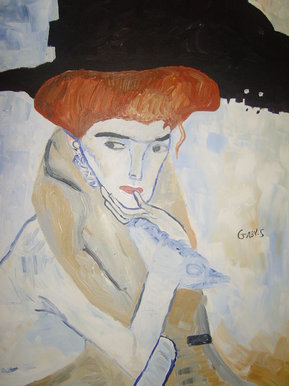 Lady with black hat