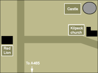 Map showing Kilpeck castle