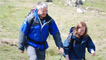 Heading towards the walled sheep pens on the Huw Tom Trail.