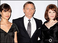 Ukrainian actress Olga Kurylenko as the 'dangerously alluring' Camille, Daniel Craig and Gemma Arterton, British newcomer who will play the role of MI6 Agent Fields