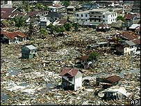 Rastro de destruição dos tsunamis
