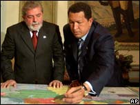 Luiz Inácio Lula da Silva e Hugo Chávez