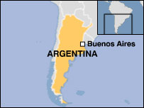 Mapa mostrando Argentina