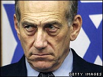 O líder do Kadima, Ehud Olmert, primeiro-ministro em exercício de Israel