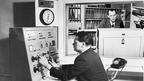 A continuity studio at Bush House in 1959