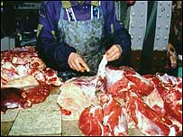 Butcher and meat