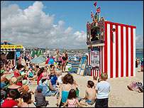 Watching Punch and Judy in 2008.