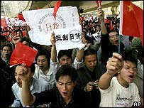 Manifestantes em Xangai