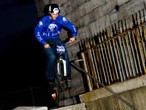 Downhill cyclist in city (Pic courtesy of Fat Face)