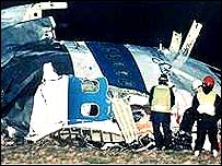 Escombros do atentado de Lockerbie